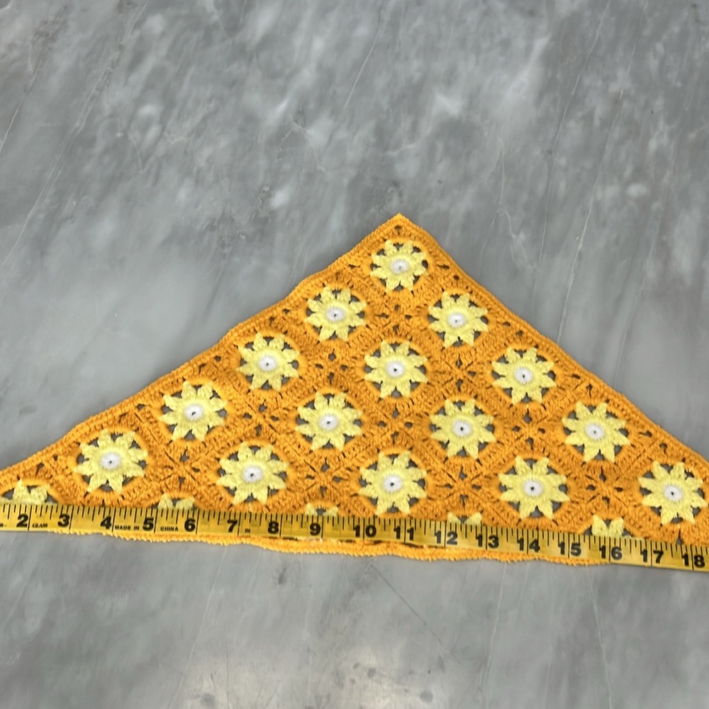 Handmade Crochet Bandana with daisies - Picture 3 of 4